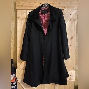 Betsey Johnson Black Wool Pea Coat Sz 14